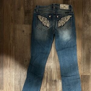 Miss Me Blue Boot Cut Jeans with Embroidered Wings